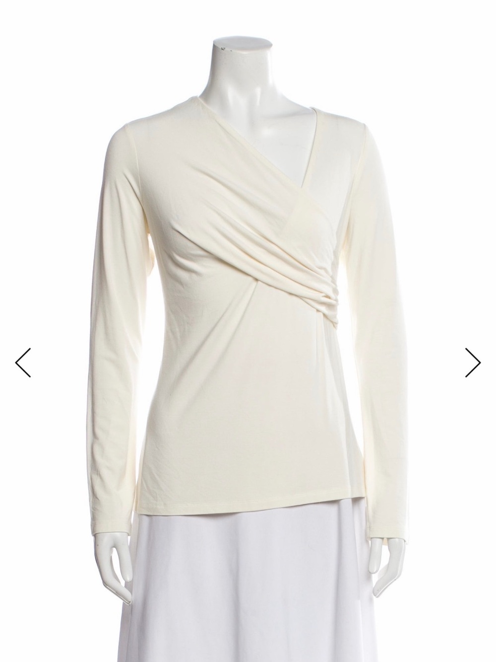 L'AGENCE Ivory Wrap-Front Long Sleeve Top